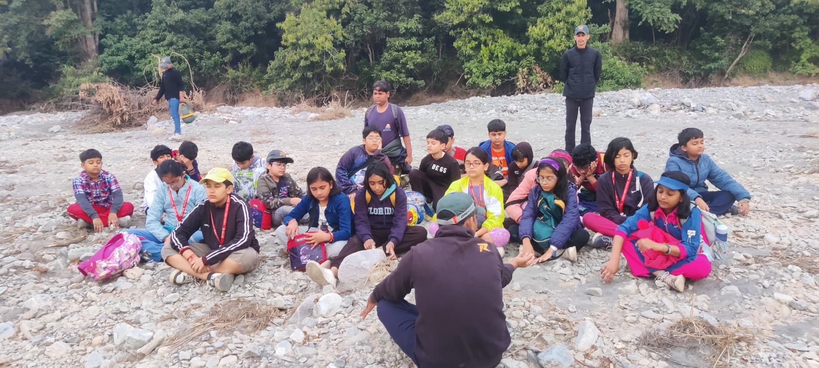 A briefing on the rocks before the day begins.