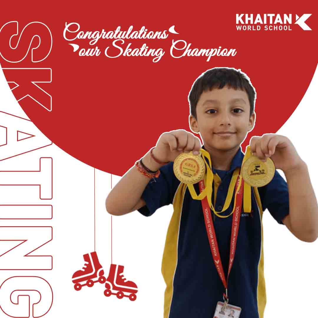 Skating champions with medals