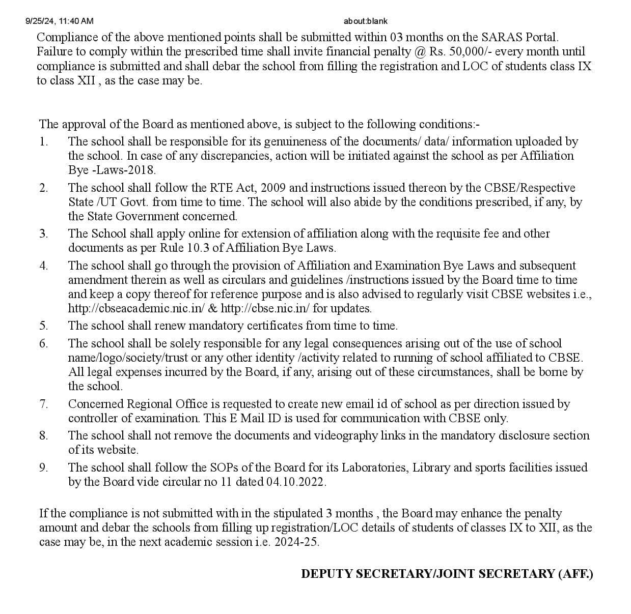 Affiliation / Upgradation Letter — page 2 of 2