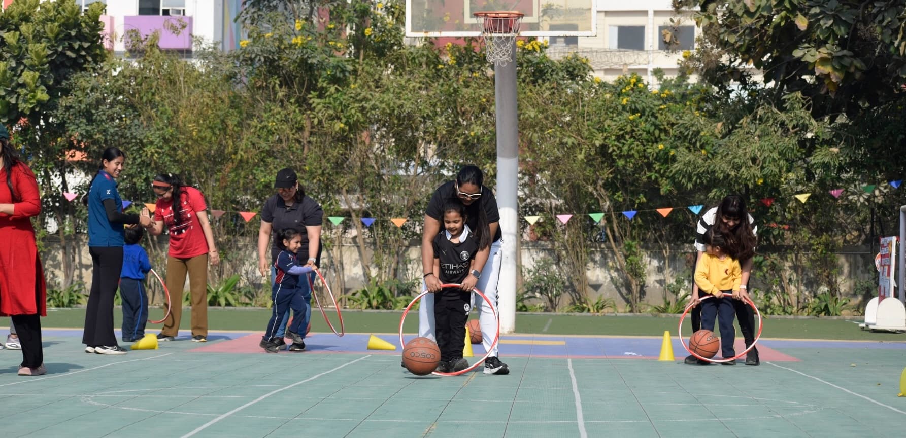 Parents and kids share the excitement of Sports Day