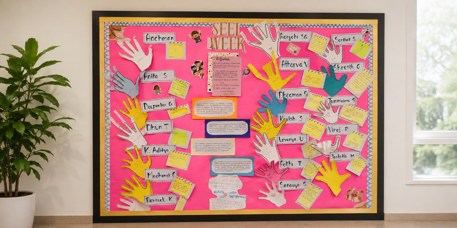 The SEEL Week board, one hand at a time.