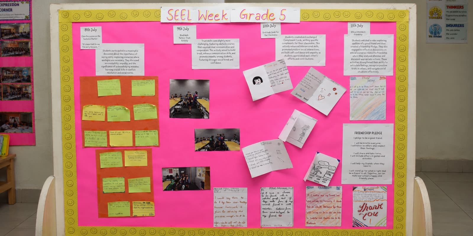 Grade 5: compliment cards and a friendship pledge.