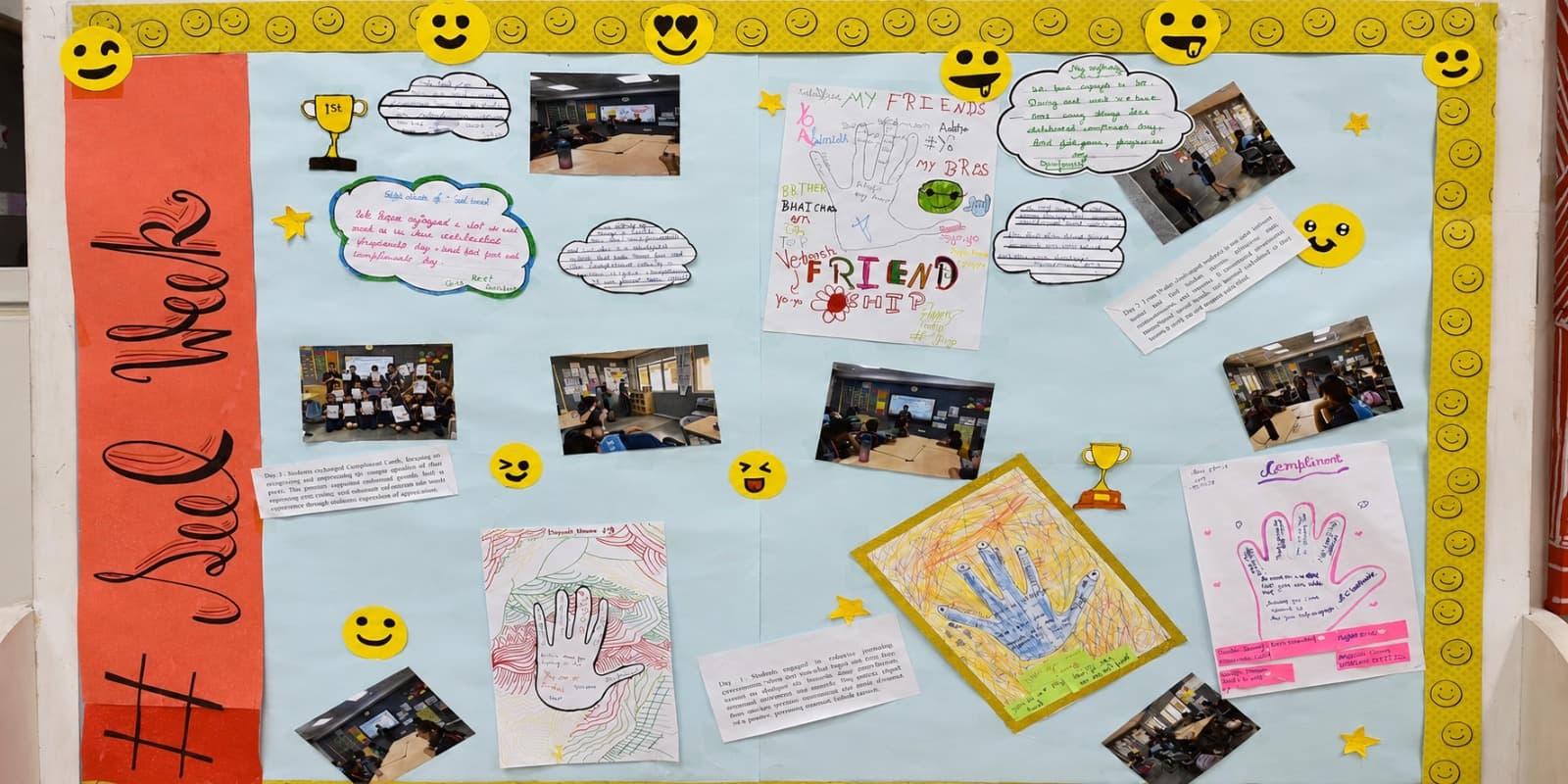 A class pins up its SEEL Week reflections.