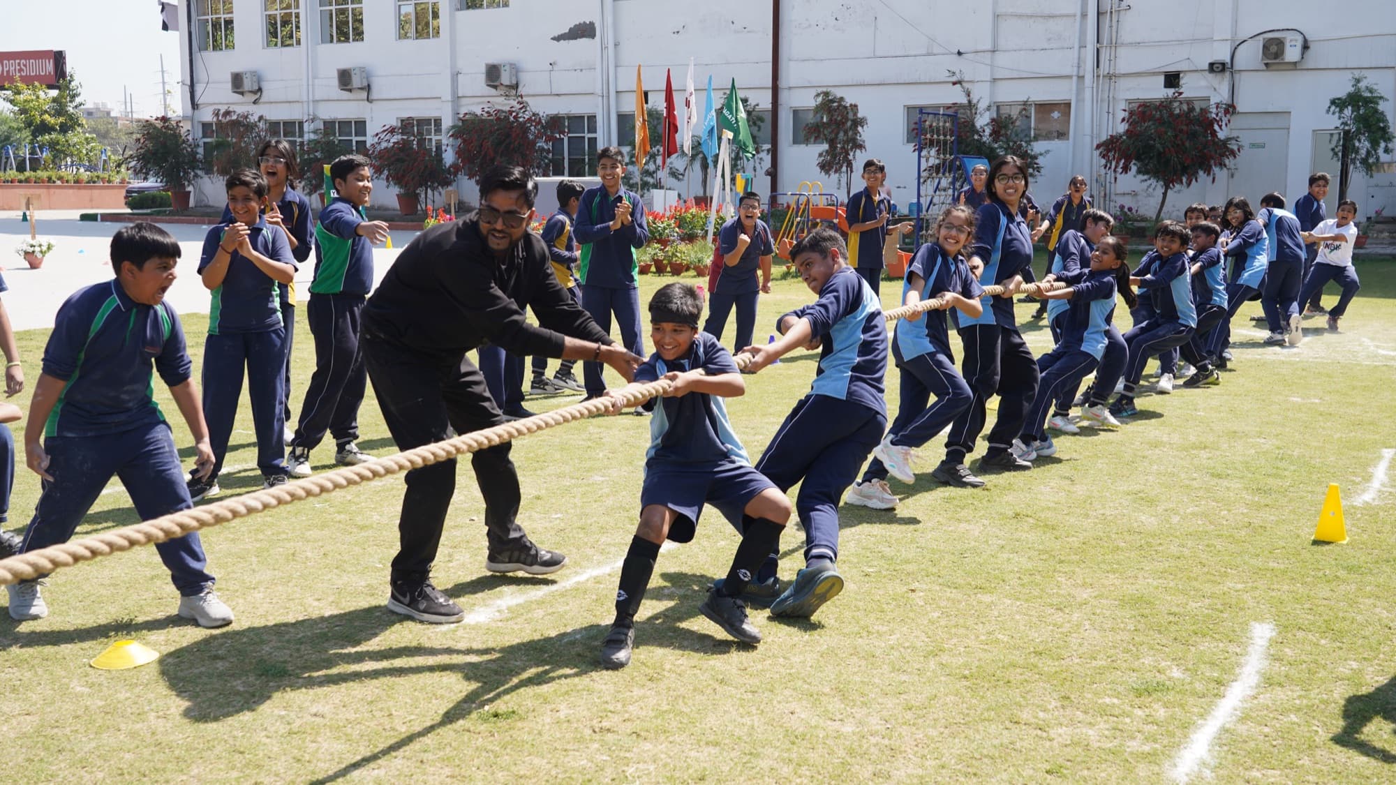 Tug of war, and the pull of a whole team together.